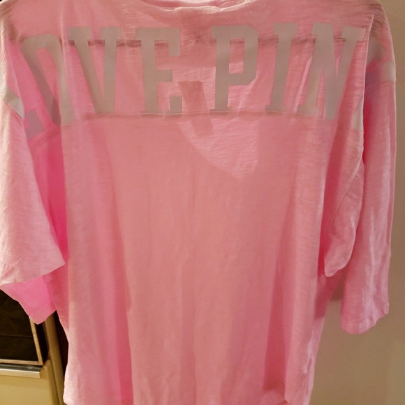 HTF PINK Jersey Vneck style tee - Picture 2 of 3